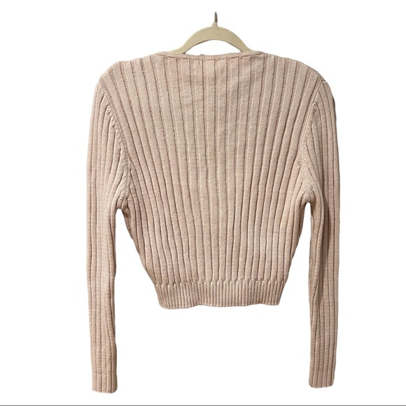 CALI BE Ribbed Wrap Front Sweater in Beige (L) - Picture 4 of 10